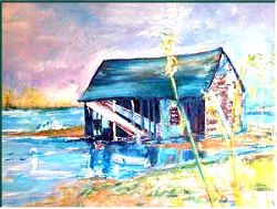 Kennebunkport port wreck- Painting by Lily Azerad-Goldman