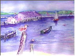 Provincetown Wharf: Painting by Lily Azerad-Goldman