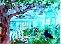 Blueberry Hill House- Painting by Lily Azerad-Goldman